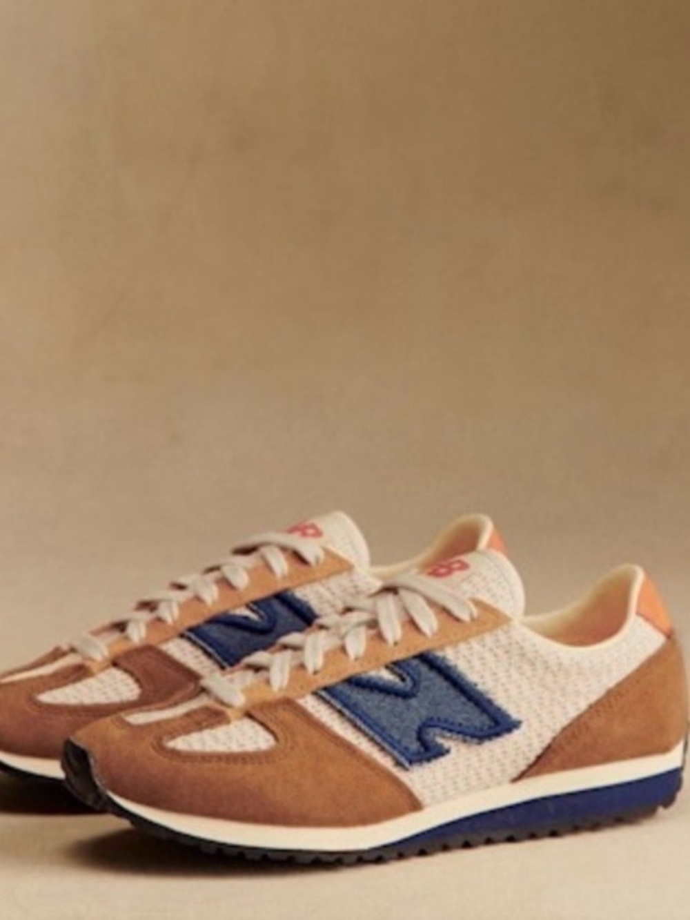 Sezane New Balance Women's Cream, Tan & Navy Retro Runner - Picture 2 of 10